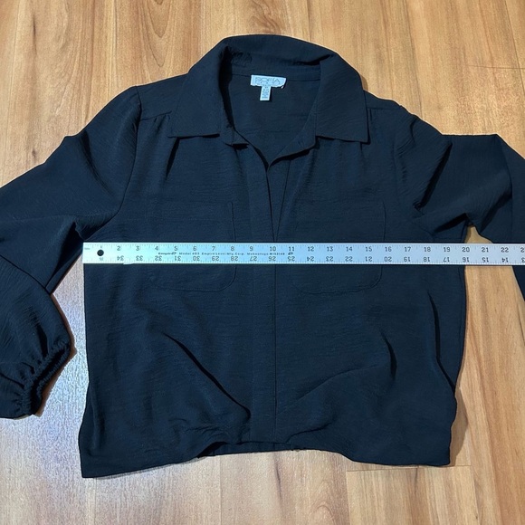 Sofia by Sofia Vergara Black Long Sleeve Notched Collar Blouse - Picture 6 of 10